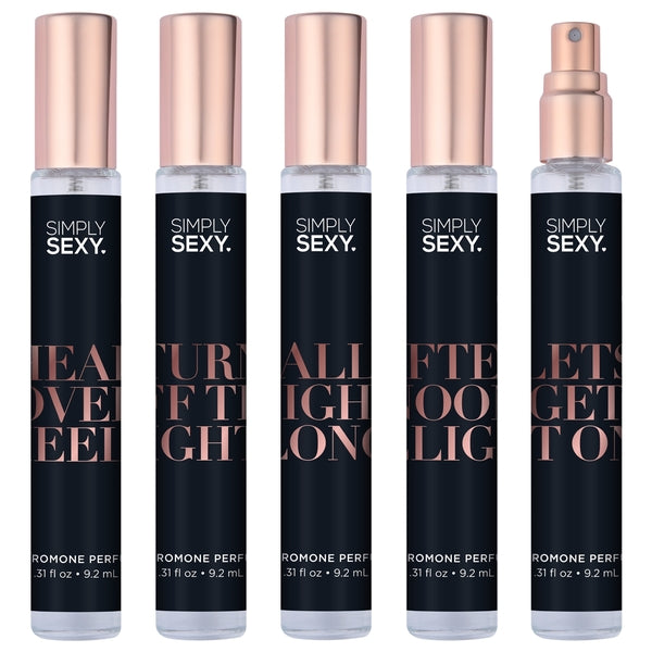 SIMPLY SEXY PHEROMONE PERFUME SPRAY BUNDLE (26 PCS) INCLUDES 5 TESTER, 20 PHEROMONE PERFUME SPRAY, 1 ACRYLIC DISPLAY