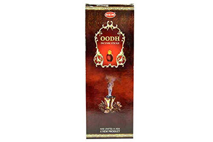 Oodh (Aloeswood) - Box of Six 20 Stick Hex Tubes - Hem Incense Hand Rolled in India