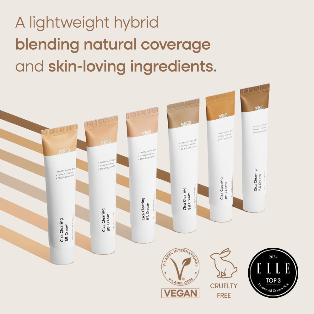 Purito Cica BB Cream #23 Natural Beige | Lightweight Korean BB Cream for Sensitive Skin | Natural Finish, Hydrating Texture, Everyday Wear (30ml)