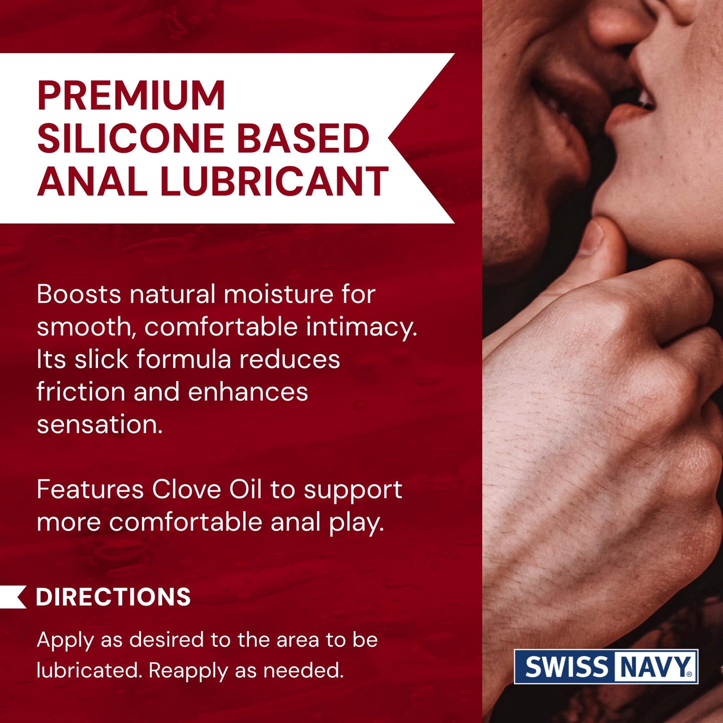 Swiss Navy Premium Silicone Lubricant for Anal Play with Clove Scent and Soothing Sensation, 16 oz