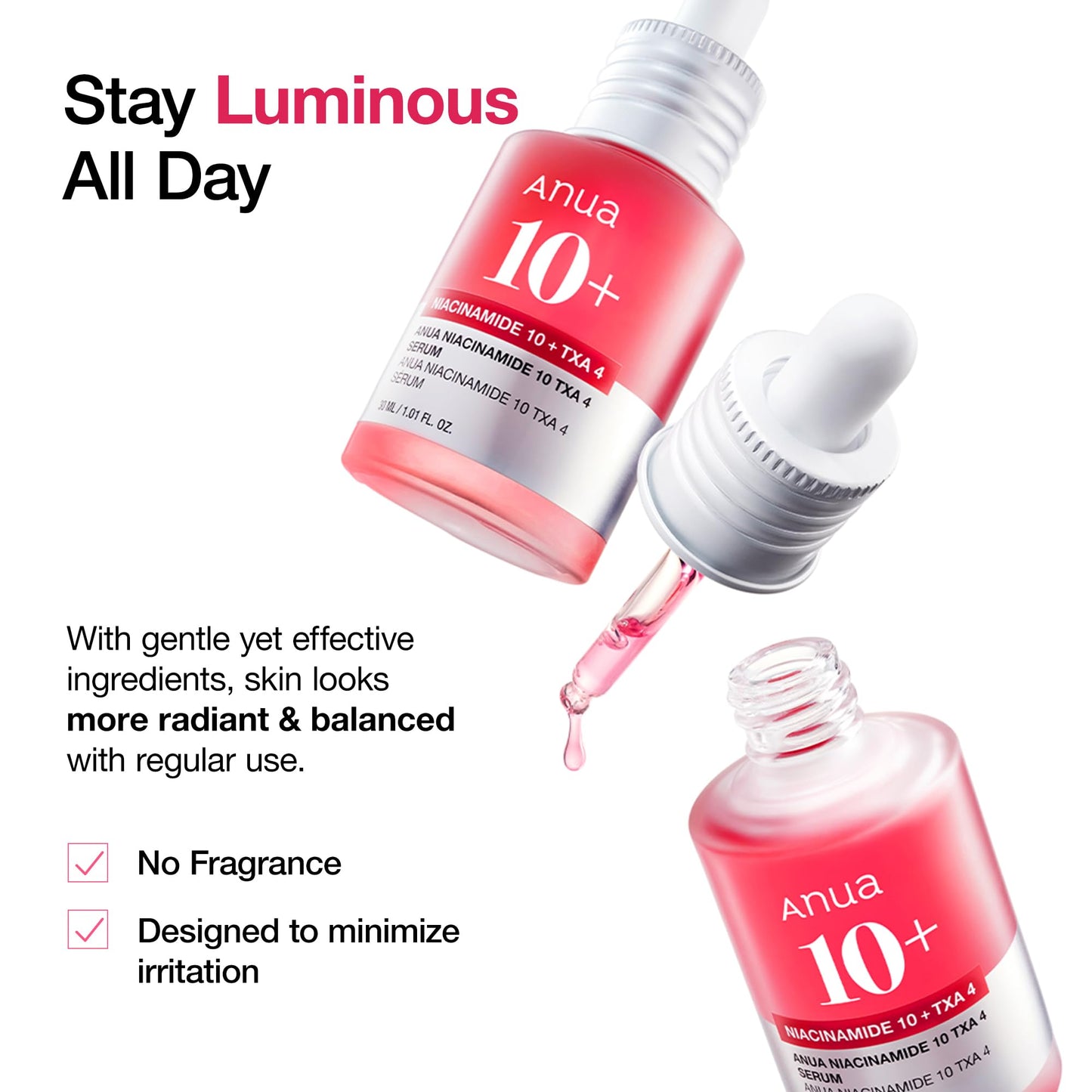 ANUA Niacinamide 10 + TXA 4 Serum, Hyaluronic Acid, Tranexamic acid, Vitamin B12, Facial Serum for Glass Skin, Clarifying, Radiant Complexion with Natural Color, Korean Skin Care (30ml /1.01 fl.oz)