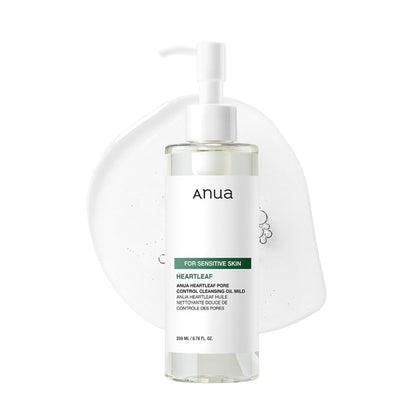 ANUA Heartleaf Pore Cleansing Oil Mild 6.76 fl oz (200ml) - Gentle Face Wash for Sensitive Skin, Oil Cleanser, Makeup and Blackhead Remover, Korean Skin Care, Non-Comedogenic, Fragrance-Free