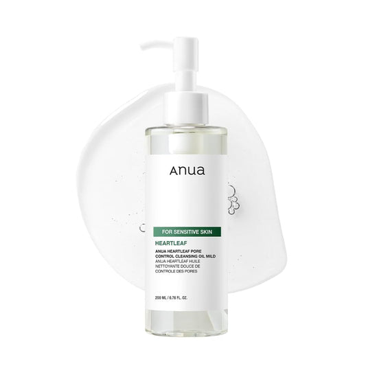 ANUA Heartleaf Pore Cleansing Oil Mild 6.76 fl oz (200ml) - Gentle Face Wash for Sensitive Skin, Oil Cleanser, Makeup and Blackhead Remover, Korean Skin Care, Non-Comedogenic, Fragrance-Free