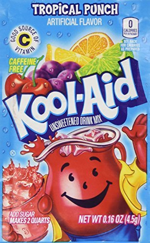 Kool-Aid Tropical Punch Unsweetened Soft Drink Mix, 0.16-Ounce Envelopes (Pack of 48)