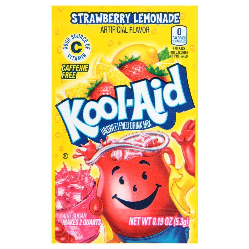 Kool-Aid Soft Drink Mix, Unsweetened, Strawberry Lemonade, 0.19 oz (Pack of 192)