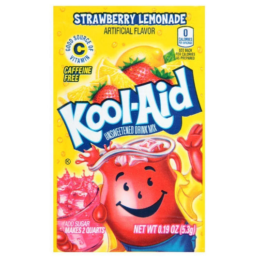 Kool-Aid Soft Drink Mix, Unsweetened, Strawberry Lemonade, 0.19 oz (Pack of 192)