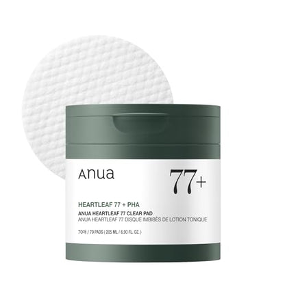 ANUA Heartleaf 77 Toner Pad 70 Sheets, PHA Dead Skin Care Low pH Daily Toner Pad exfoliating