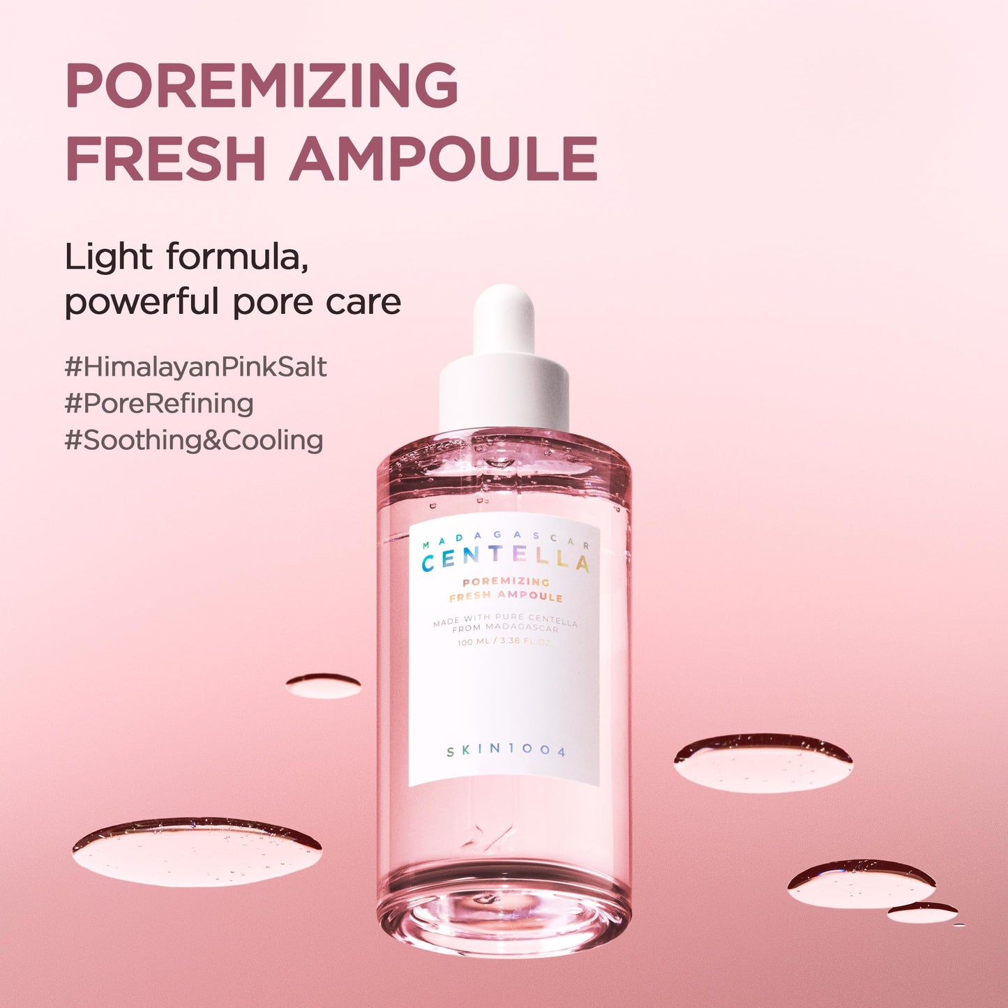 SKIN1004 Madagascar Centella Poremizing Fresh Ampoule – 100 mL | Tightening & Balancing Korean Serum for Smooth, Refined Pores