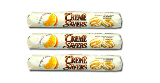 Creme Savers Orange and Creme Hard Candy | The Taste of Fresh Oranges Swirled in Rich Cream | The Original Classic Creme Savers | THREE Individual Rolls