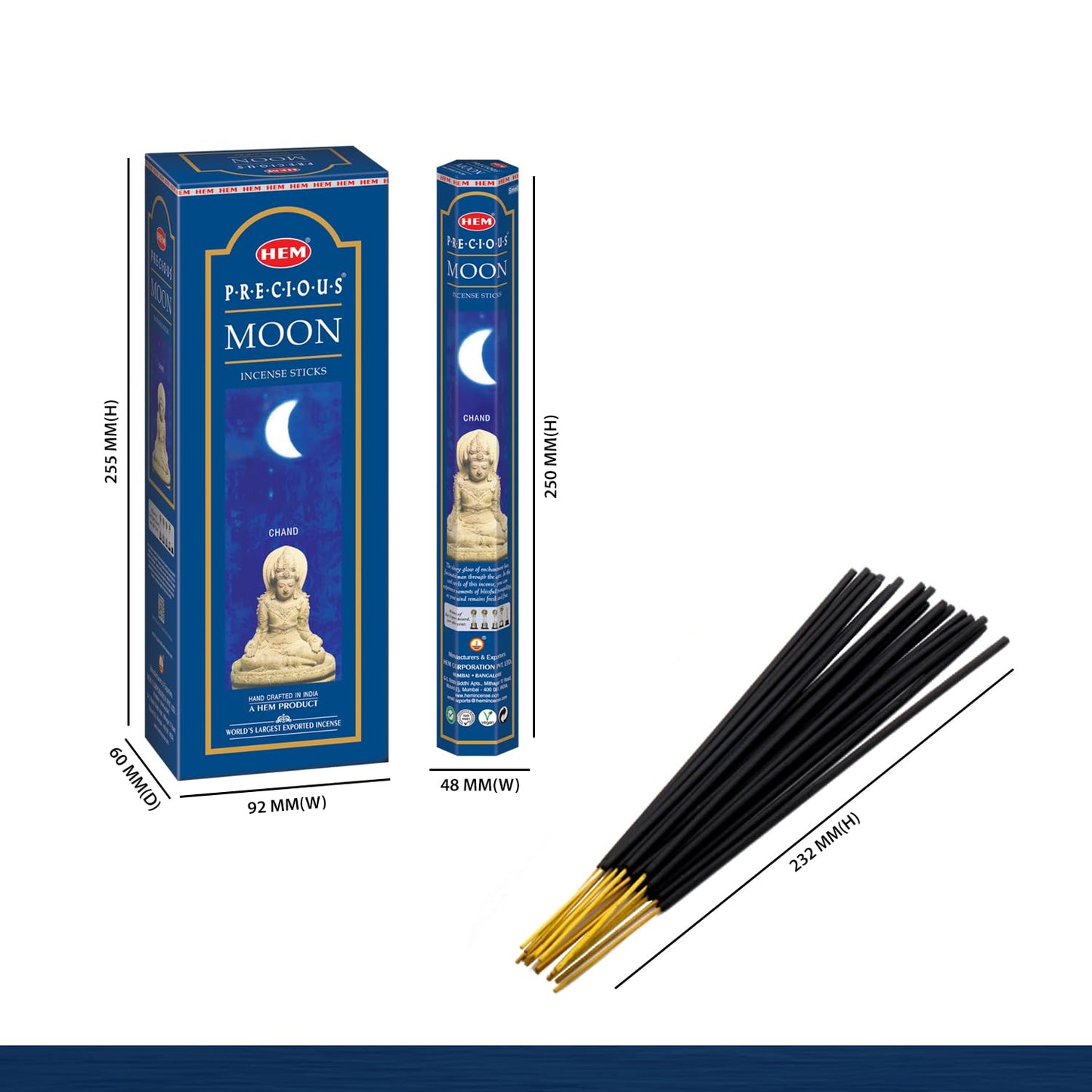 HEM - The Moon Incense Sticks - Pack of 6-120 Count - 301g