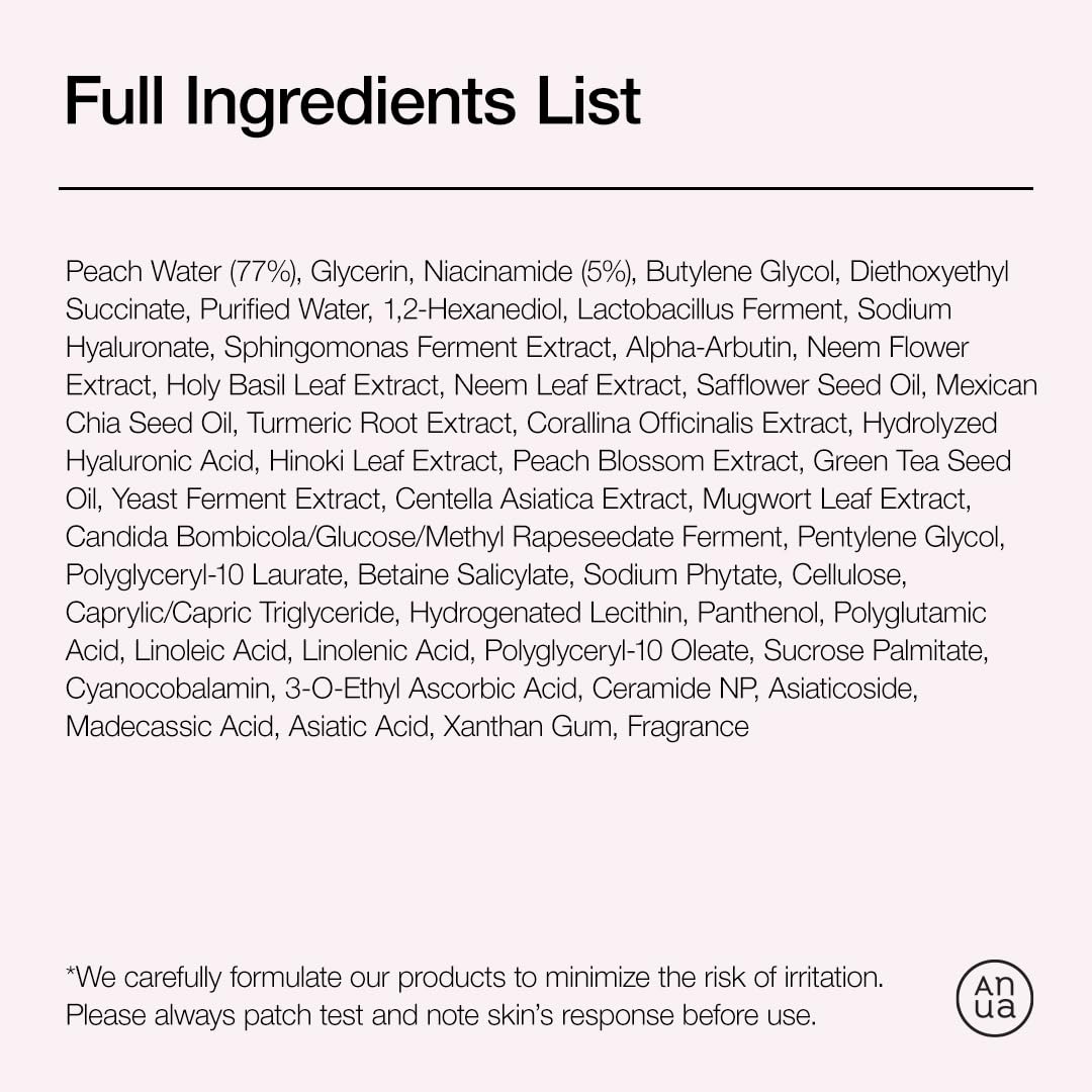 ANUA Peach 70% Niacinamide Serum/brightening hydrating face serum hyperpigmentation treatment reducing melanine daily clean beauty (1.01 fl.oz / 30ml)