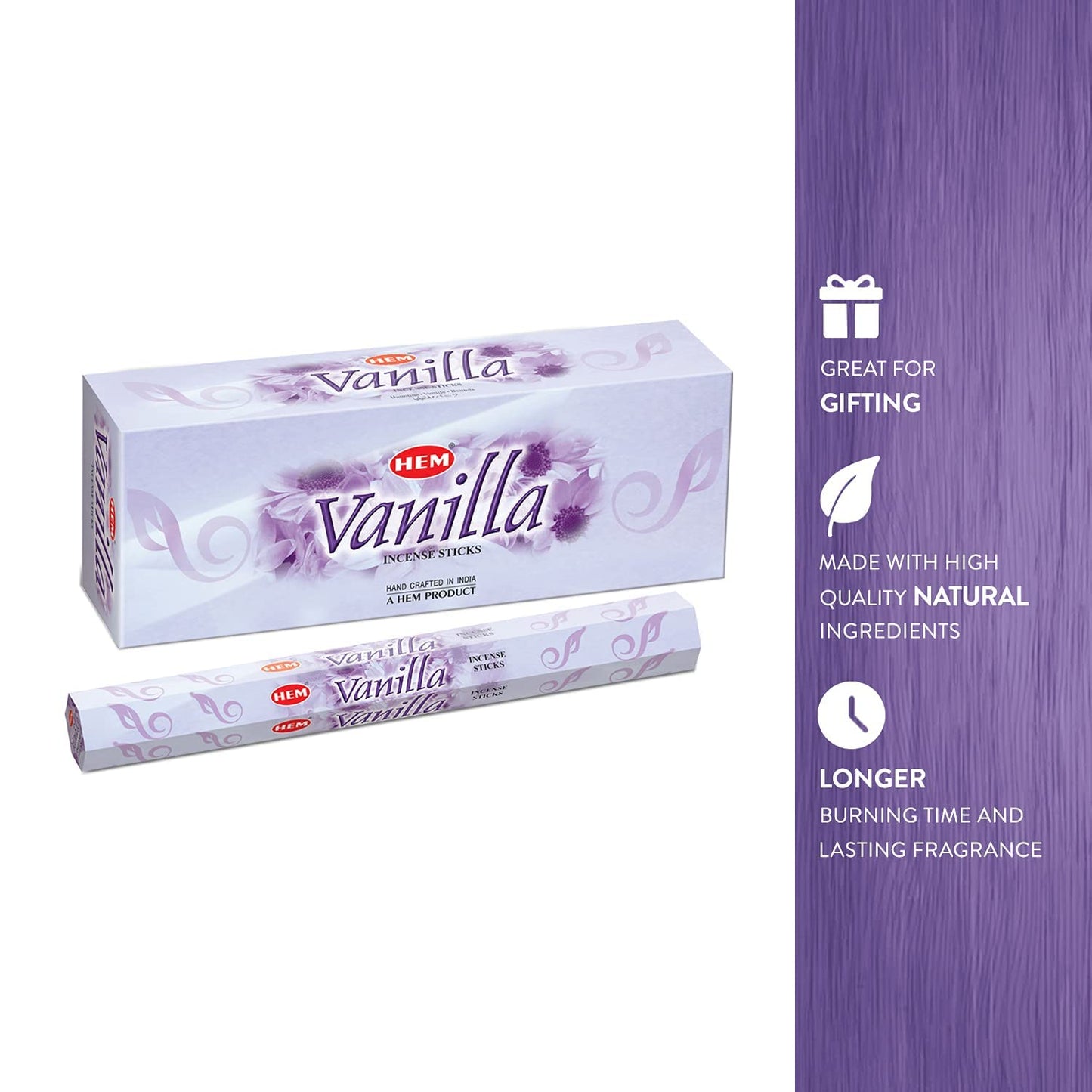 Hem Vanilla Incense Sticks (6 Packets Of 20 Sticks Each)